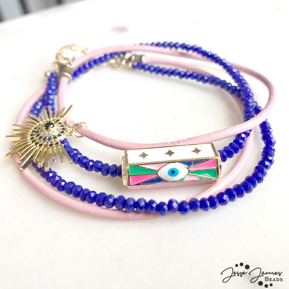 Learh how to make a double strand leather bracelet with Brittany Chavers and Jesse James Beads