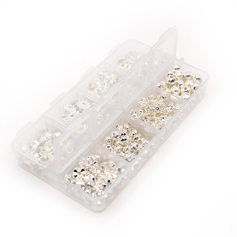 8-Style Luxe Sparkling Silver Spacer Bead Box