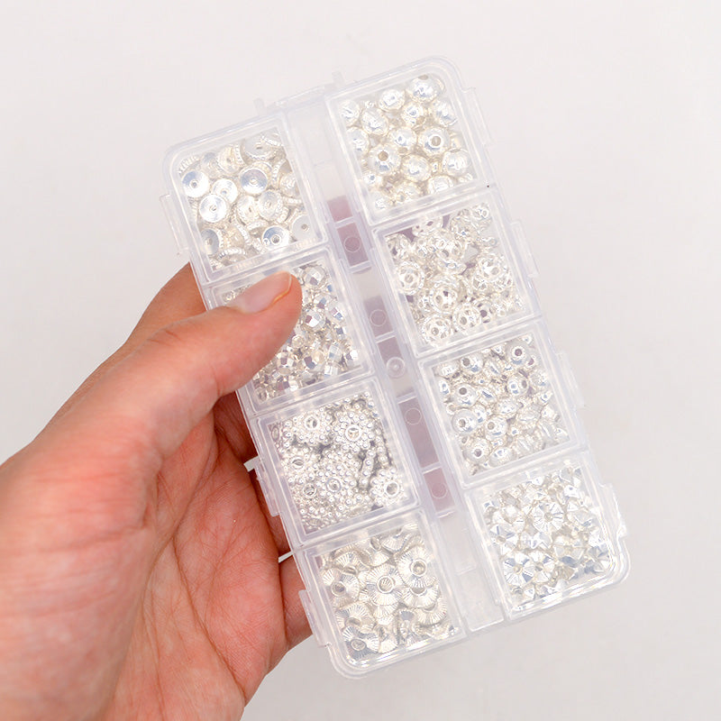 8-Style Luxe Sparkling Silver Spacer Bead Box