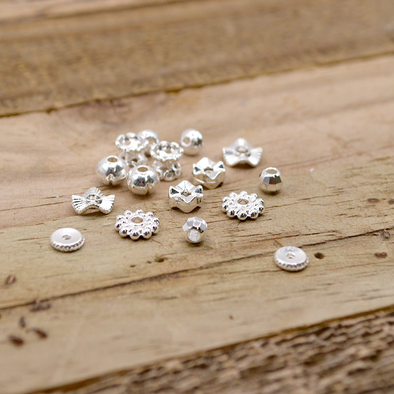 8-Style Luxe Sparkling Silver Spacer Bead Box