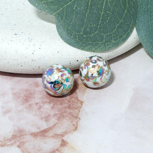 14mm Japanese Tensha Round Bead Pair in Polar Plundge