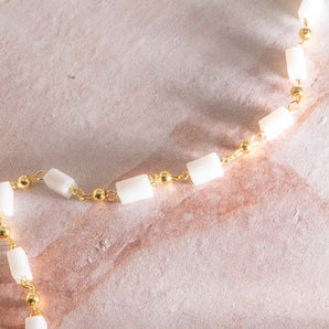 18K Gold Cloudy Skies Glass Beaded Chain