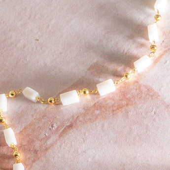 18K Gold Cloudy Skies Glass Beaded Chain