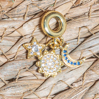 18K Gold Celestial Large Hole Charm Trio