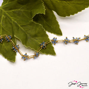 18K Gold Chain in Something Blue Flowers