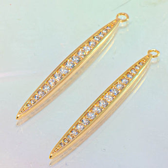 18K Gold Cubic Zirconia Drop Pendant Pair