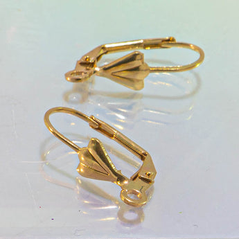 18K Gold Flourish Leverback Earring Findings