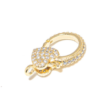18K Gold Heart Micro Pave Lobster Clasp