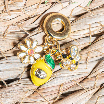 18K Gold Love, Life, Lemons Large Hole Charm Trio