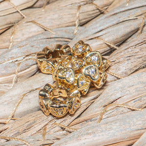 18K Gold Lovely Hearts Large Hole Bead