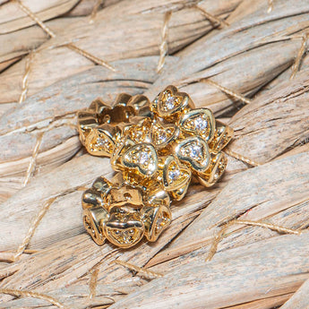 18K Gold Lovely Hearts Large Hole Bead