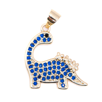 18K Gold Micro Pave Cubic Zirconia Apatosaurus Pendant