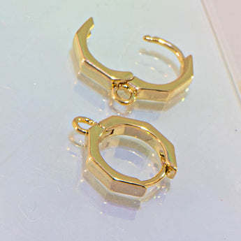 18K Gold Octagon Hoop Earring Findings