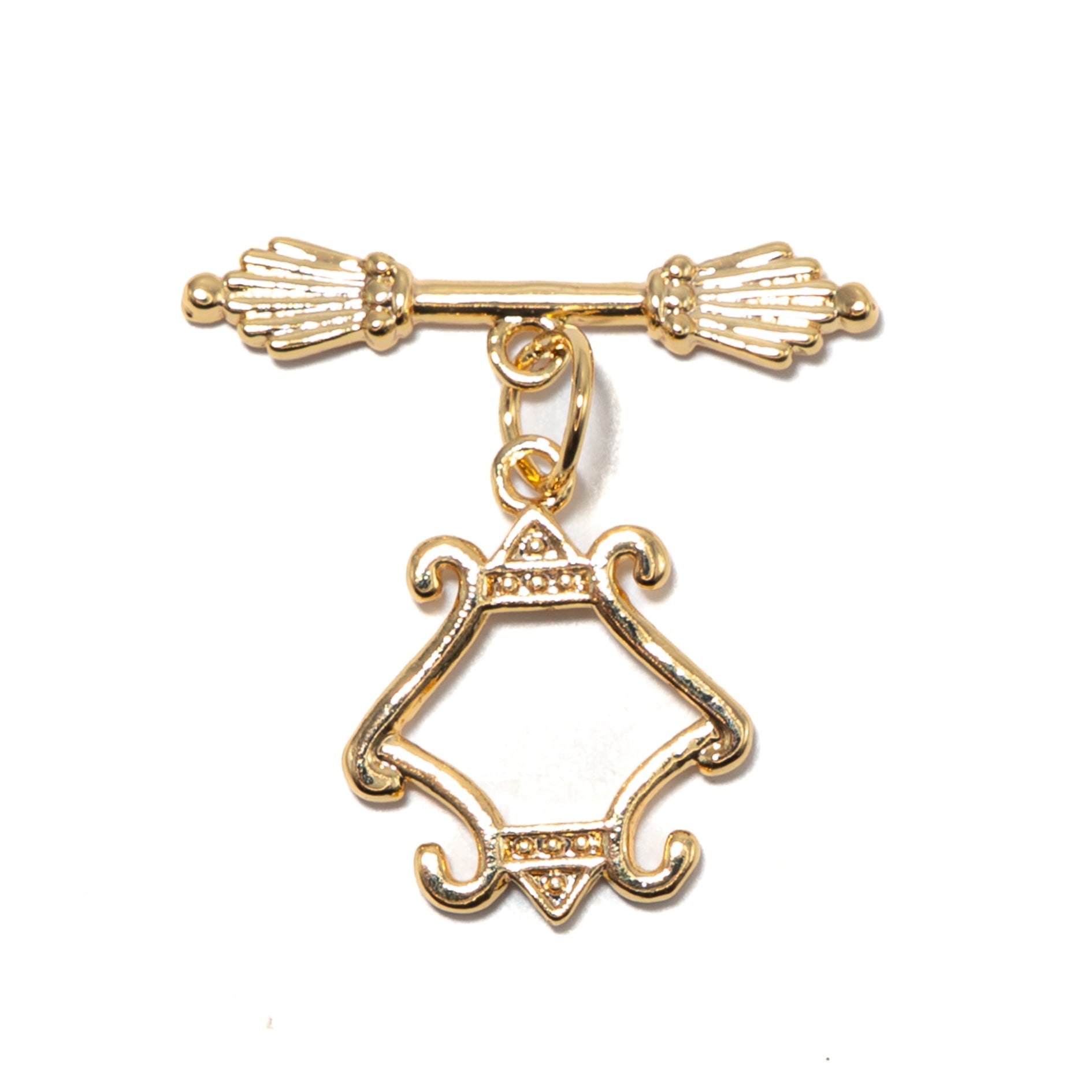 18K Gold Plated Elegant Florish Brass Toggle Clasp