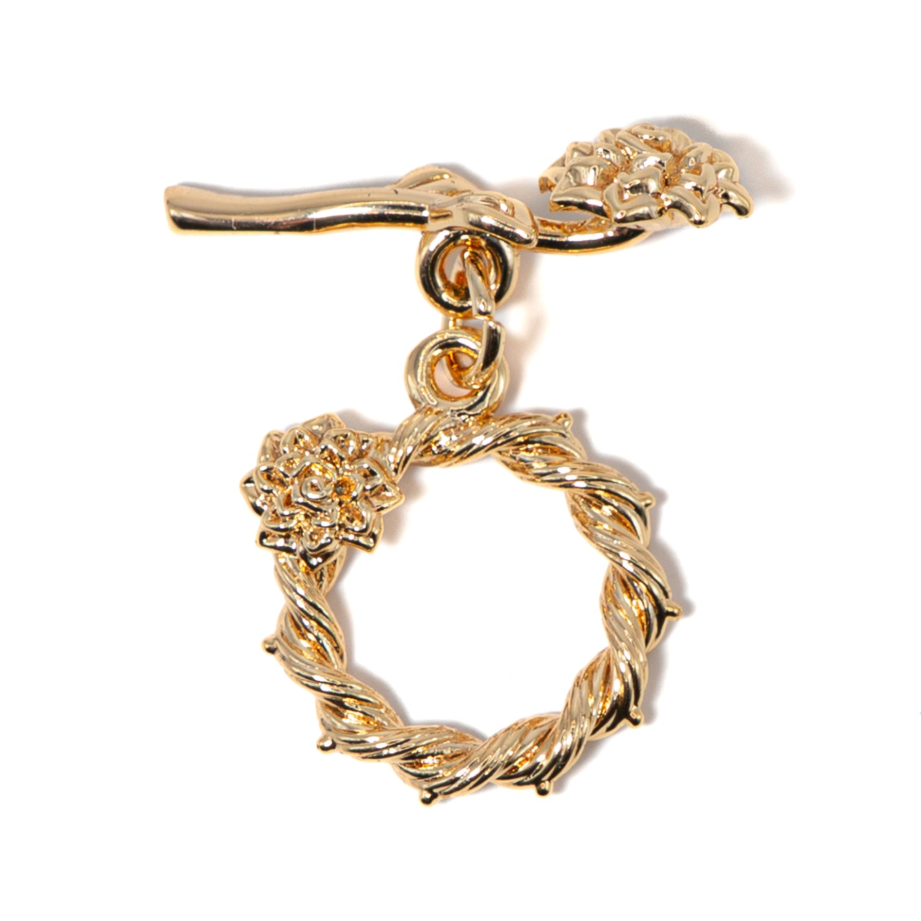 18K Gold Plated Every Rose Has It's Thorns Brass Toggle Clasp