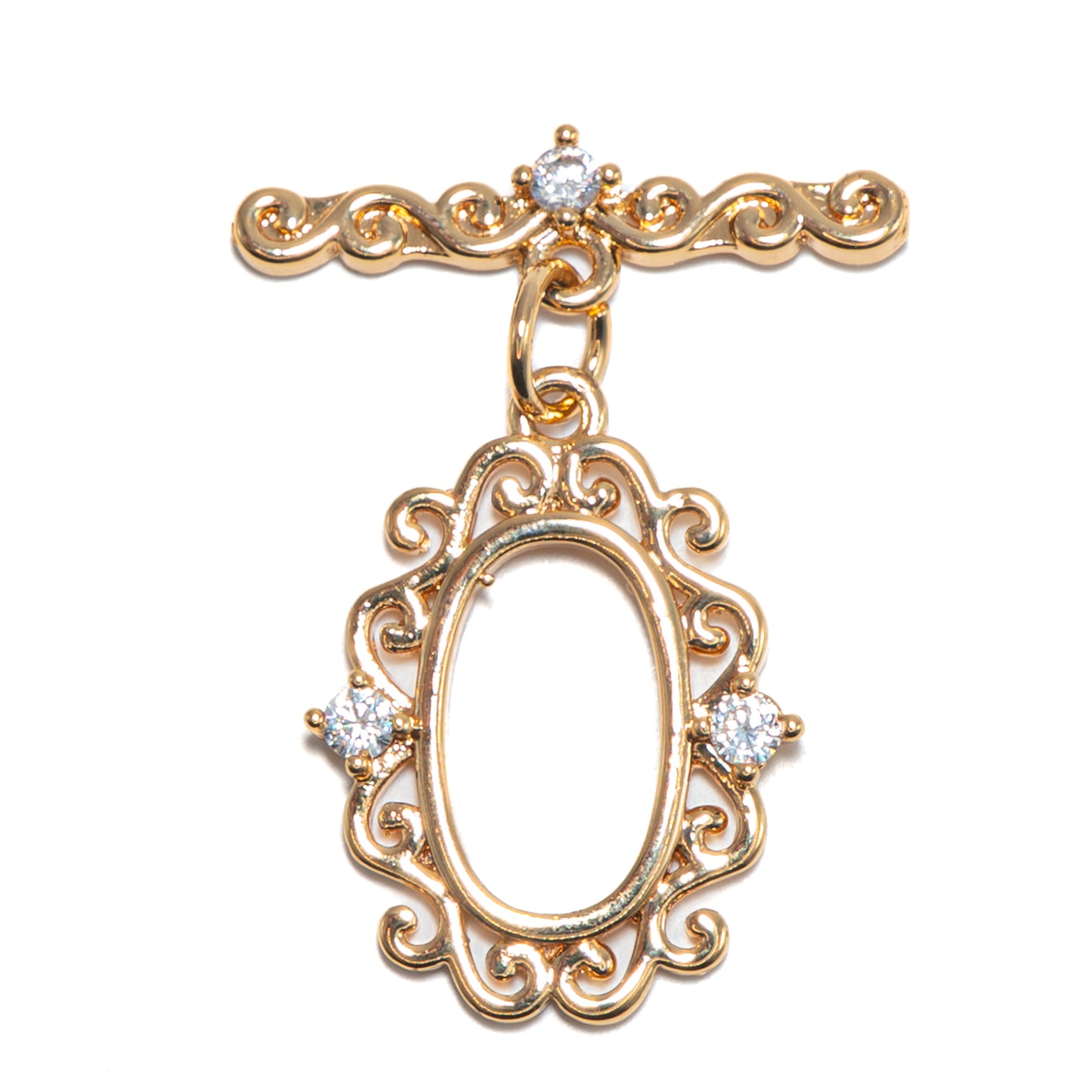 18K Gold Plated Oval Mirror Toggle Clasp