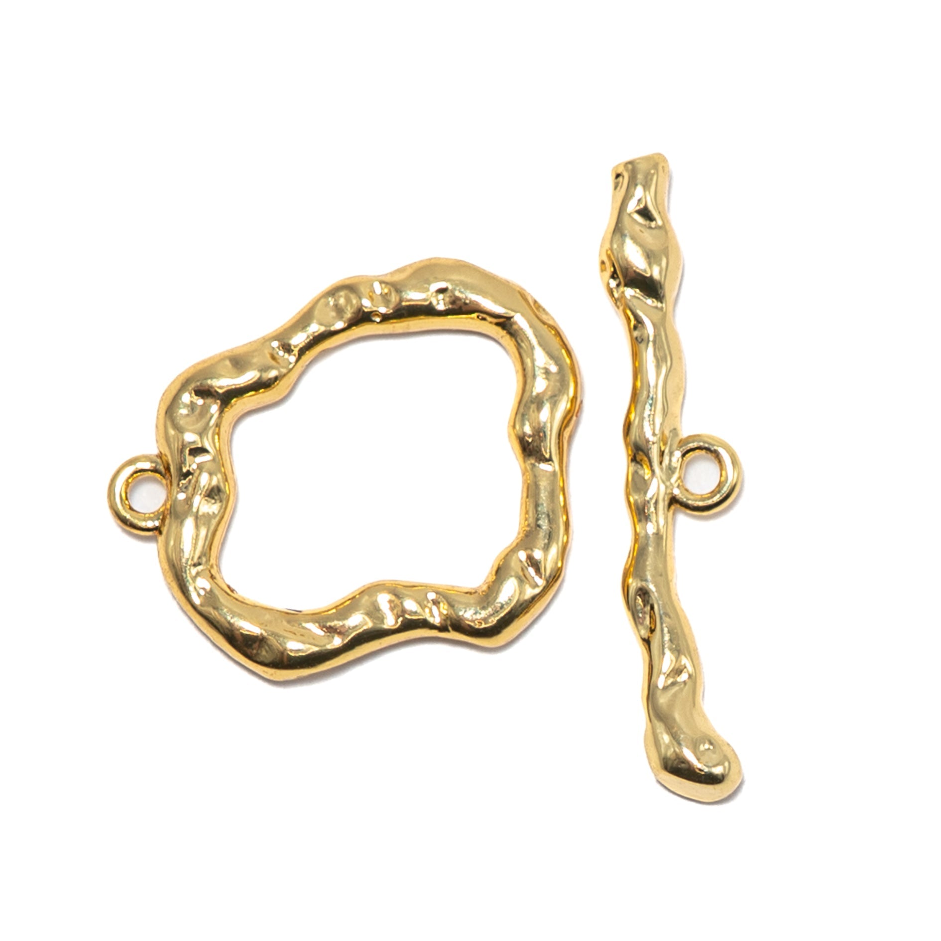 18K Gold Plated Rustic Oval Brass Toggle Clasp
