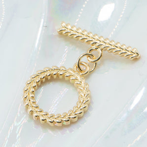 18K Gold Plated Twisted Rope Brass Toggle Clasp
