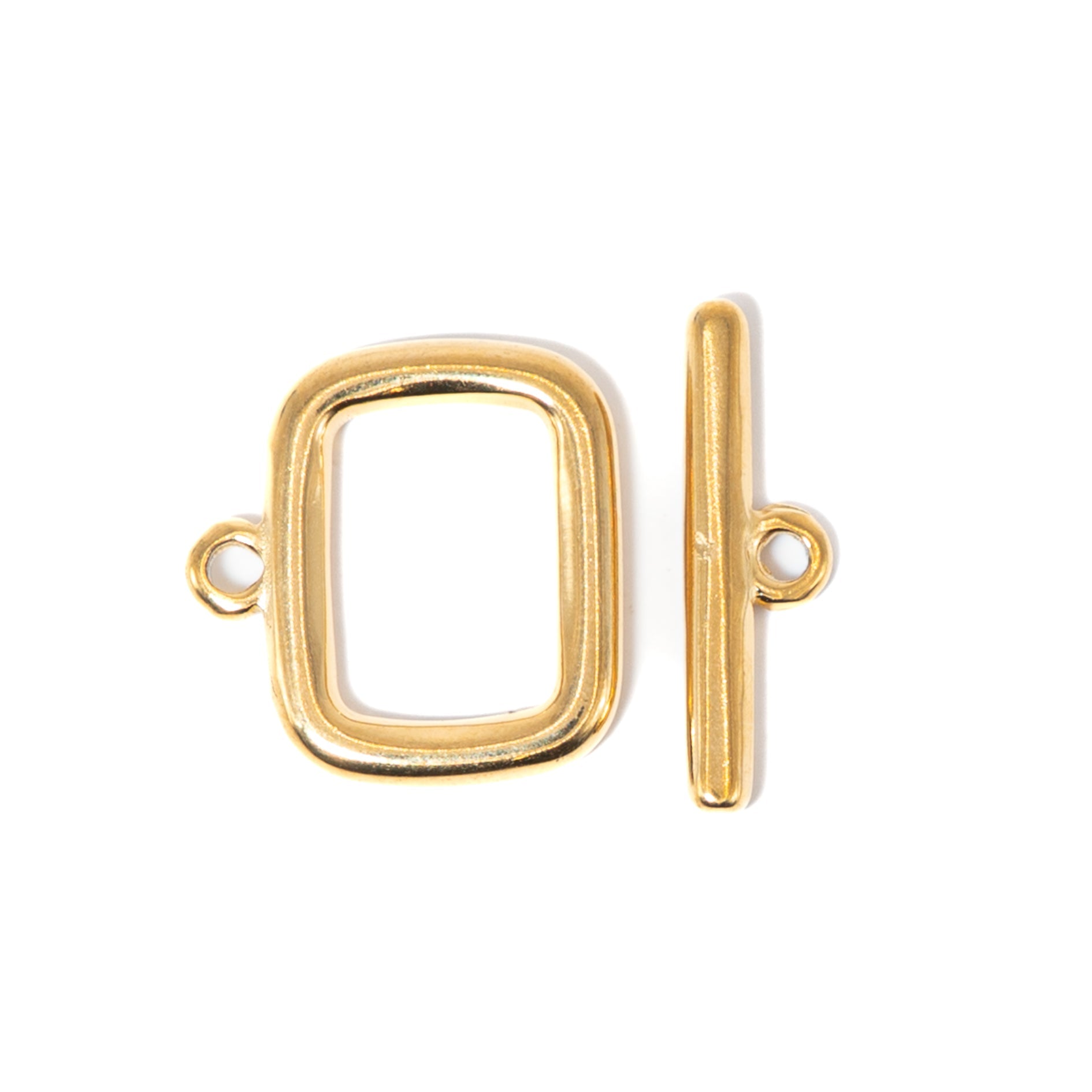 18K Gold Simple Rectangle Toggle Clasp