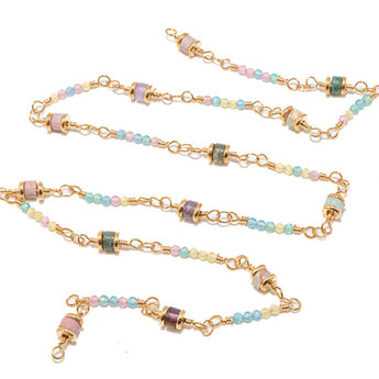 18K Gold Beaded Chain in Rock Candy