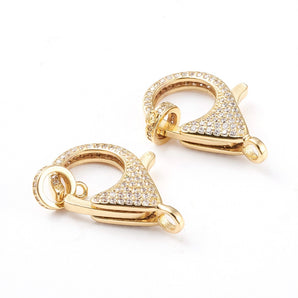 18K Gold Cubic Zirconia Micro Pave Rhinstone Classic Lobster Clasp