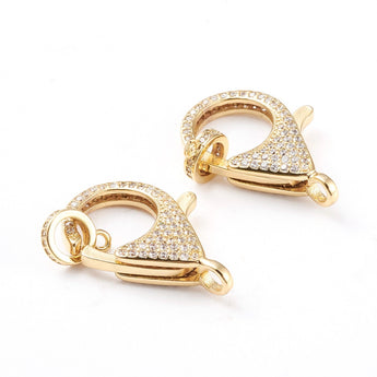 18K Gold Cubic Zirconia Micro Pave Rhinstone Classic Lobster Clasp