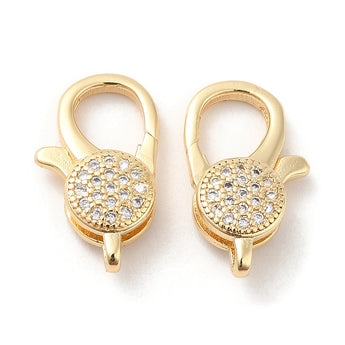 18K Gold & Cubic Zirconia Micro Pave Rhinestone Lobster Clasp