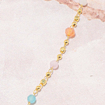 18K Gold Cotton Candy Glass Beaded Chain