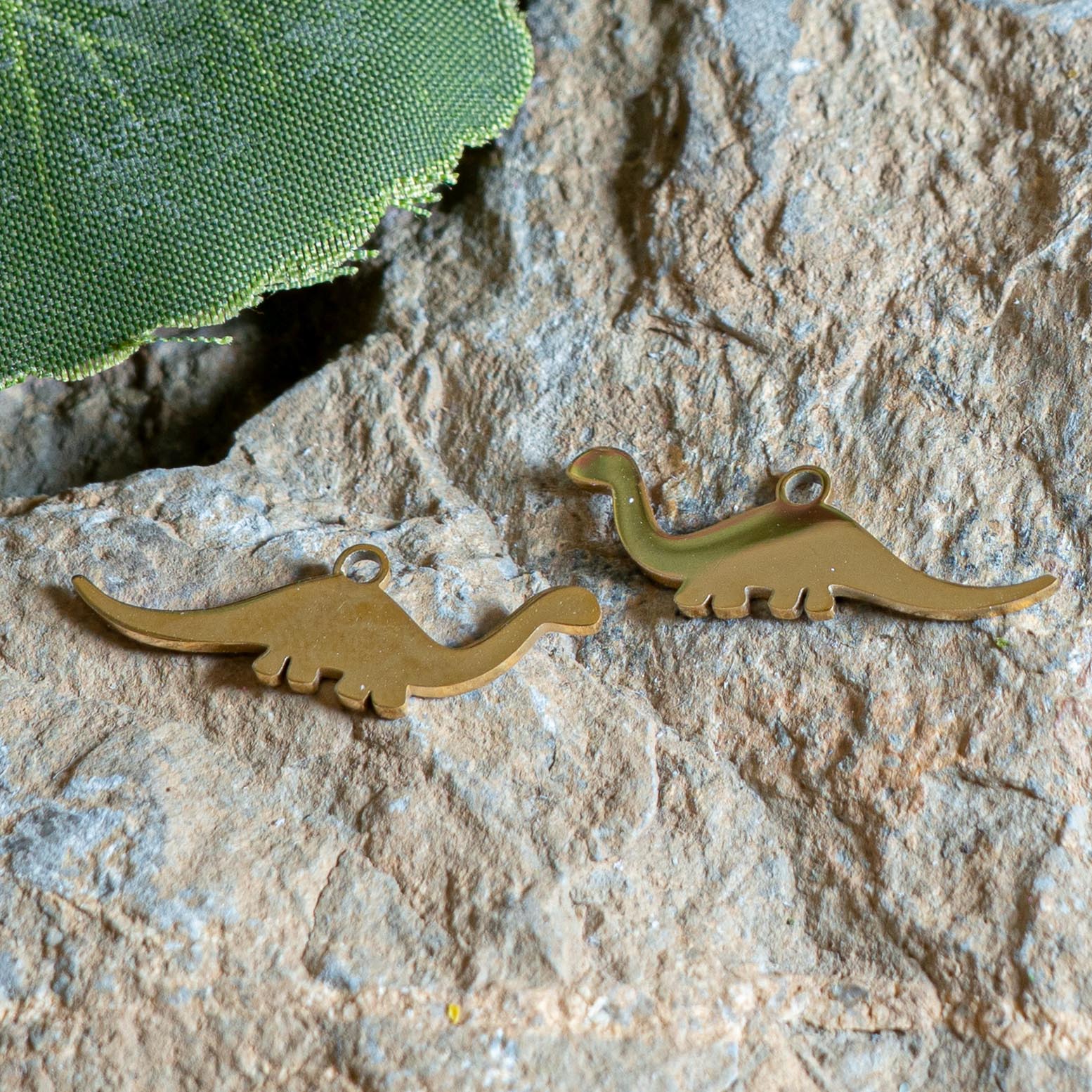304 Stainless Steel Apatosaurus Mini Charm Pair