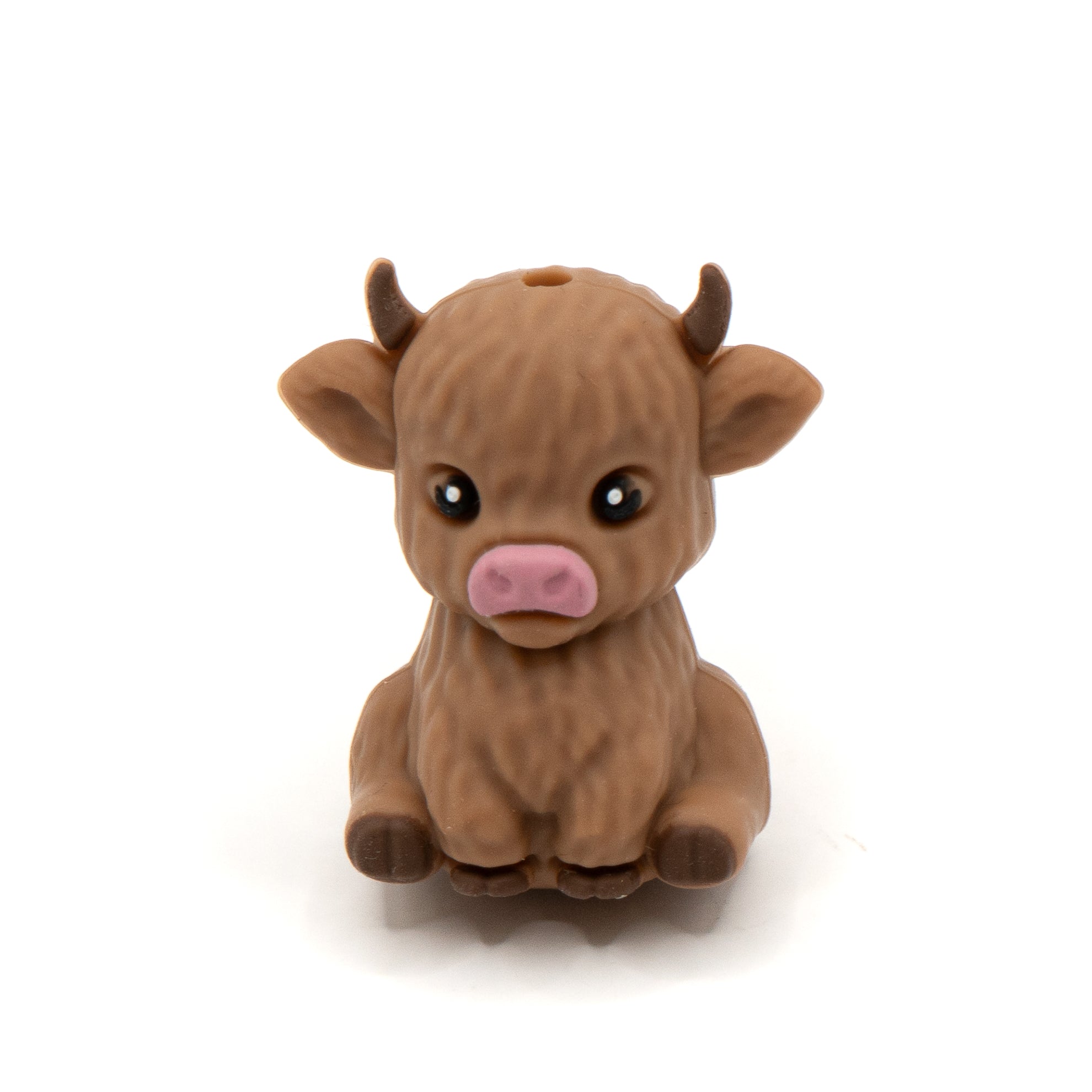 3D Baby Chocolate Cow Silicone Focal Bead