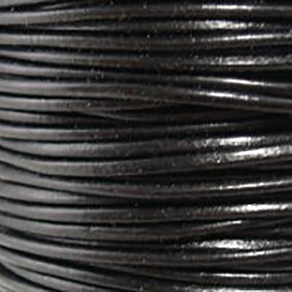 2MM Round Black Leather