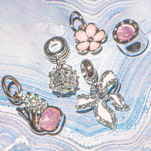 Large Hole Bead Set in Pretty Pink Garden