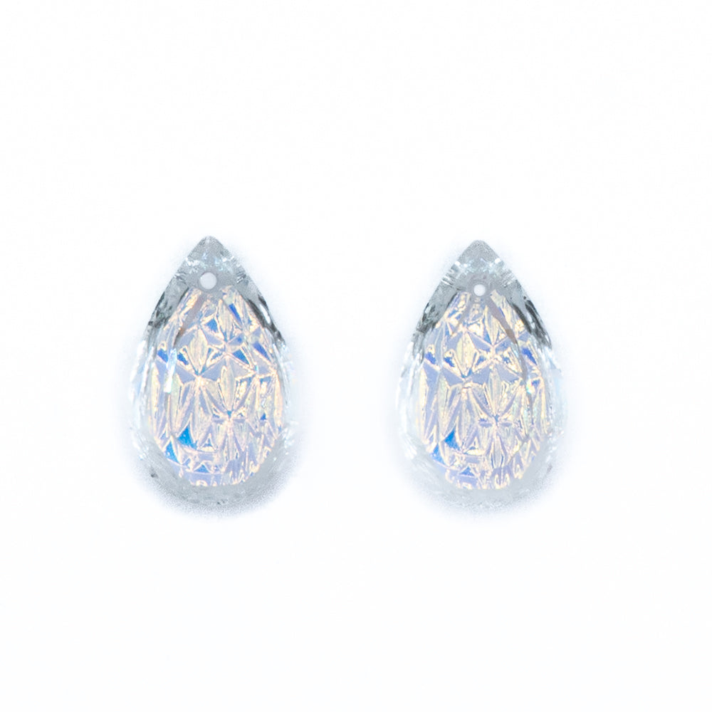 Embossed Glass Teardrop Pendants