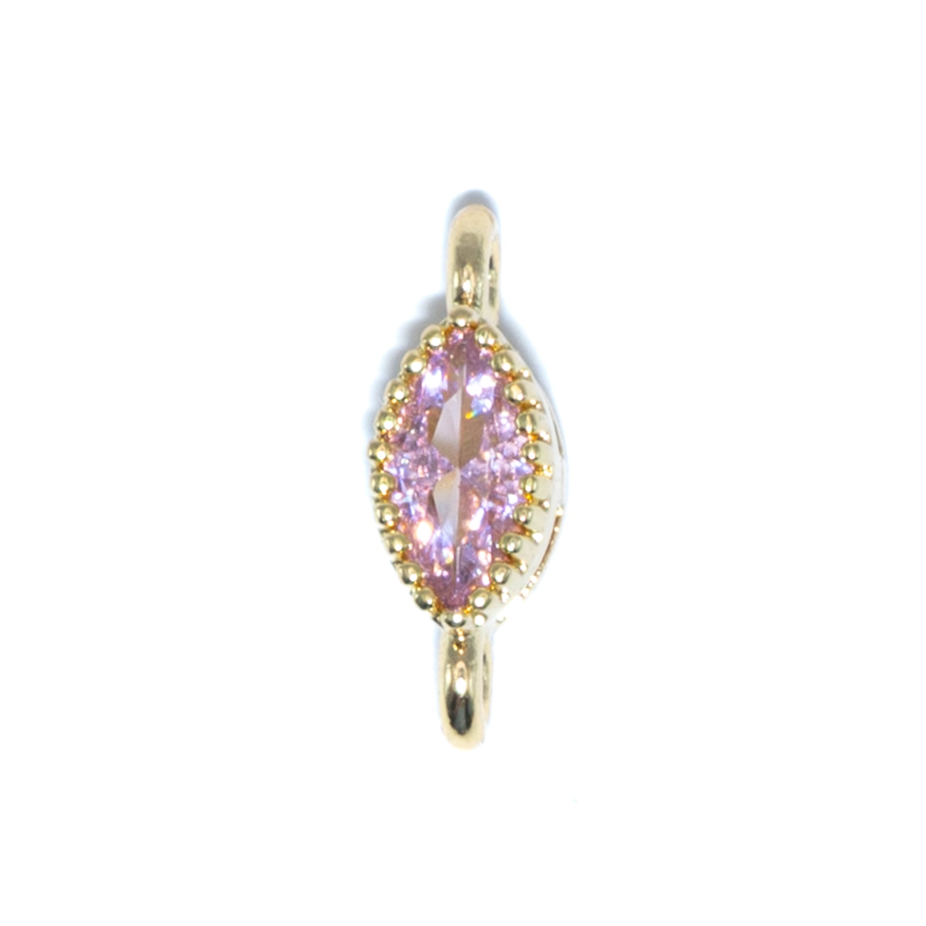 18K Gold Cubic Zirconia Oval Mini Link Connectors