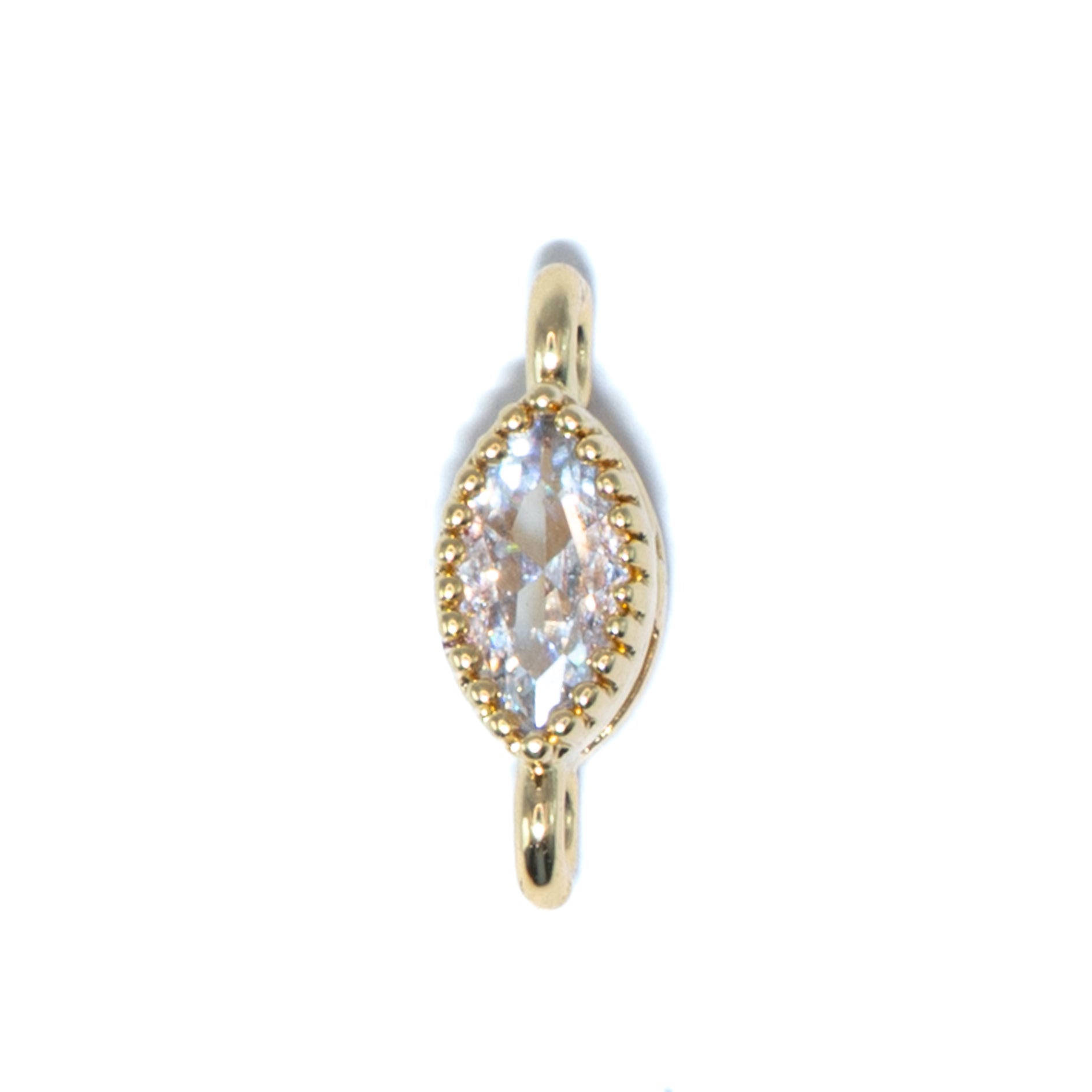 18K Gold Cubic Zirconia Oval Mini Link Connectors