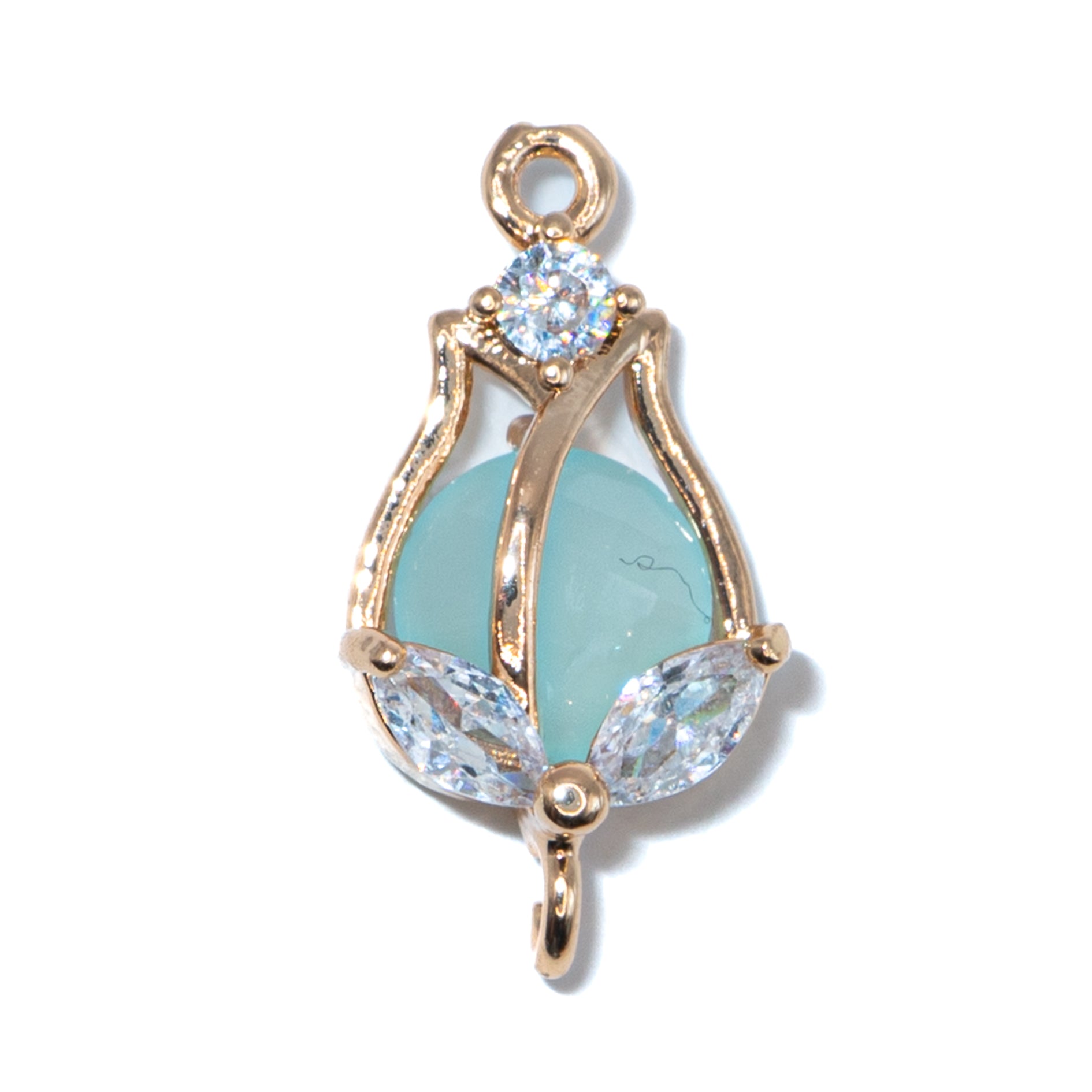 Cubic Zirconia & Glass Tulip Connector Charms