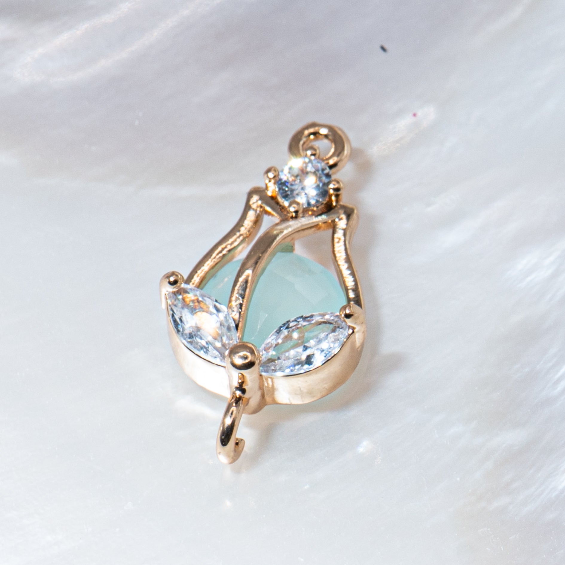 Cubic Zirconia & Glass Tulip Connector Charms