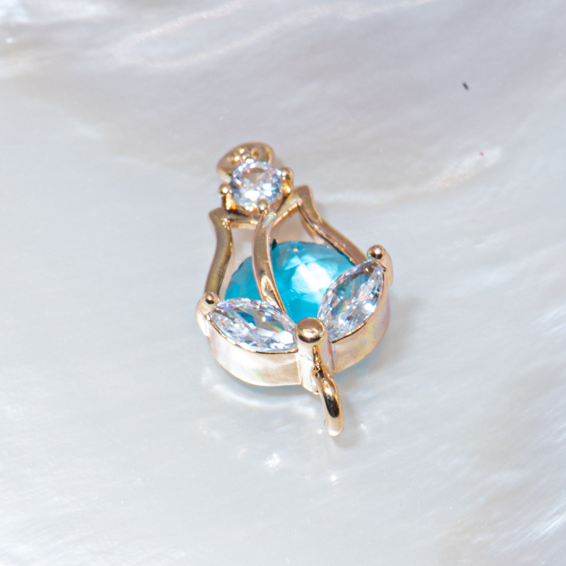 Cubic Zirconia & Glass Tulip Connector Charms