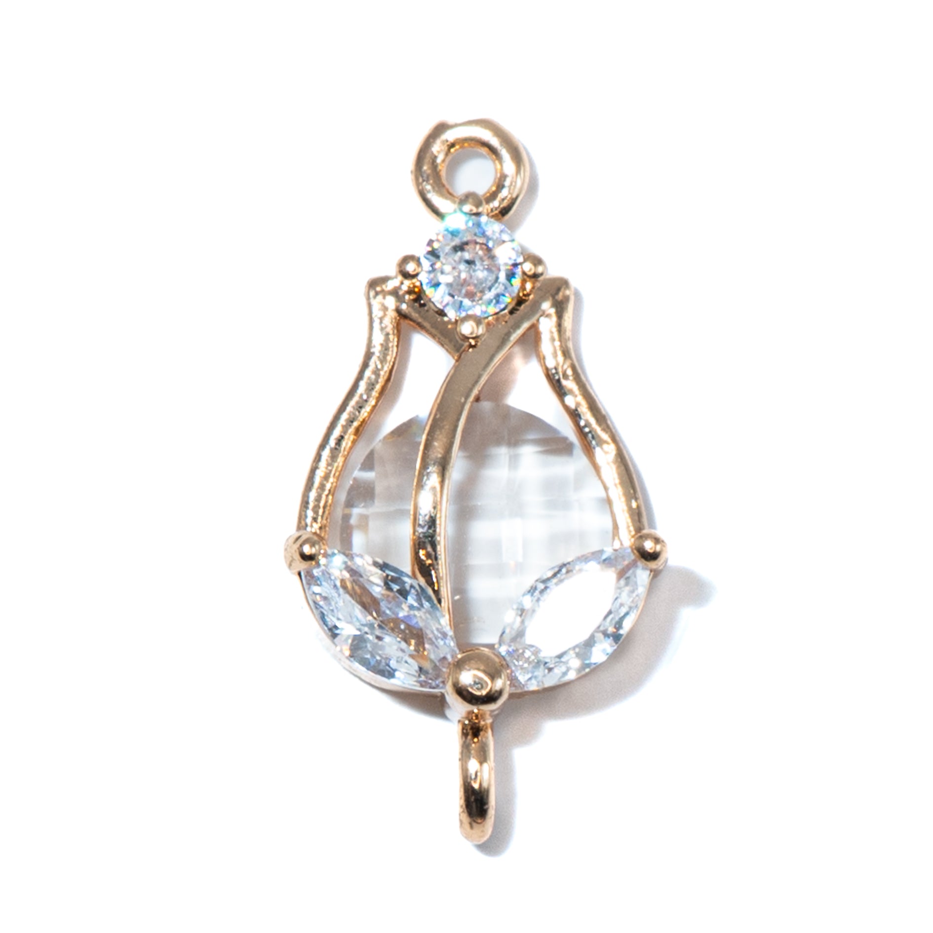 Cubic Zirconia & Glass Tulip Connector Charms