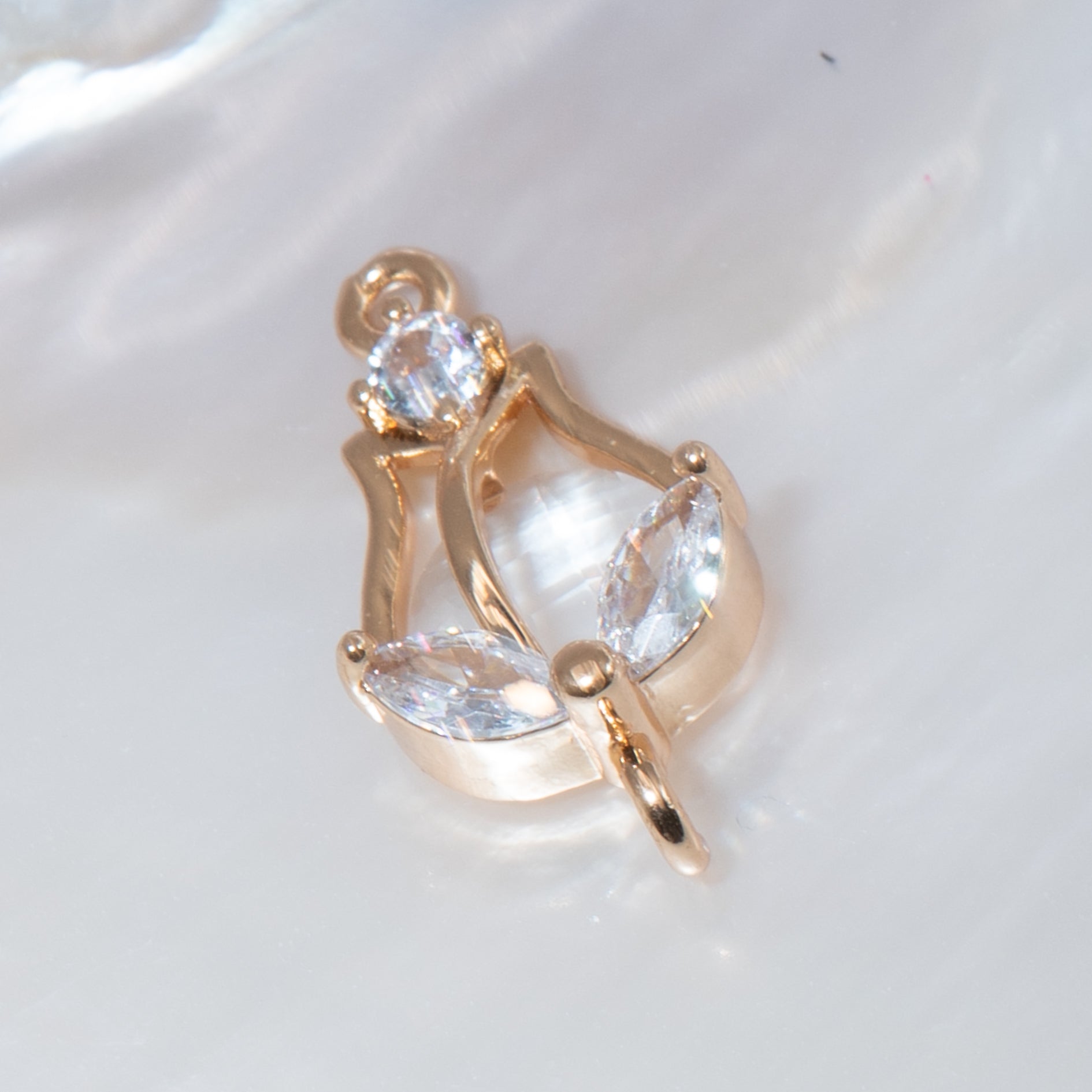 Cubic Zirconia & Glass Tulip Connector Charms