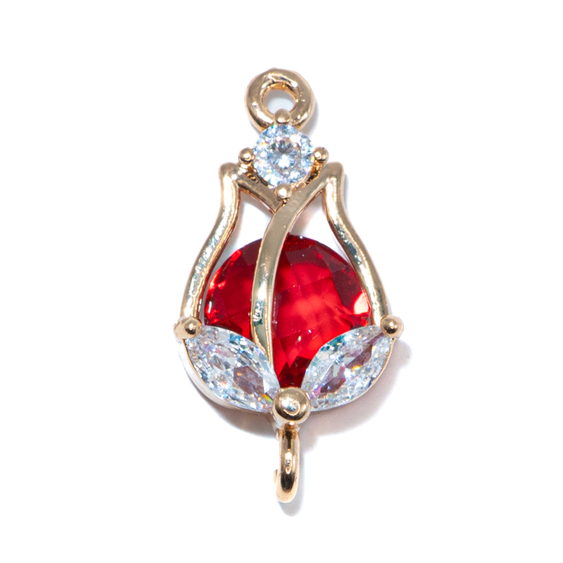 Cubic Zirconia & Glass Tulip Connector Charms