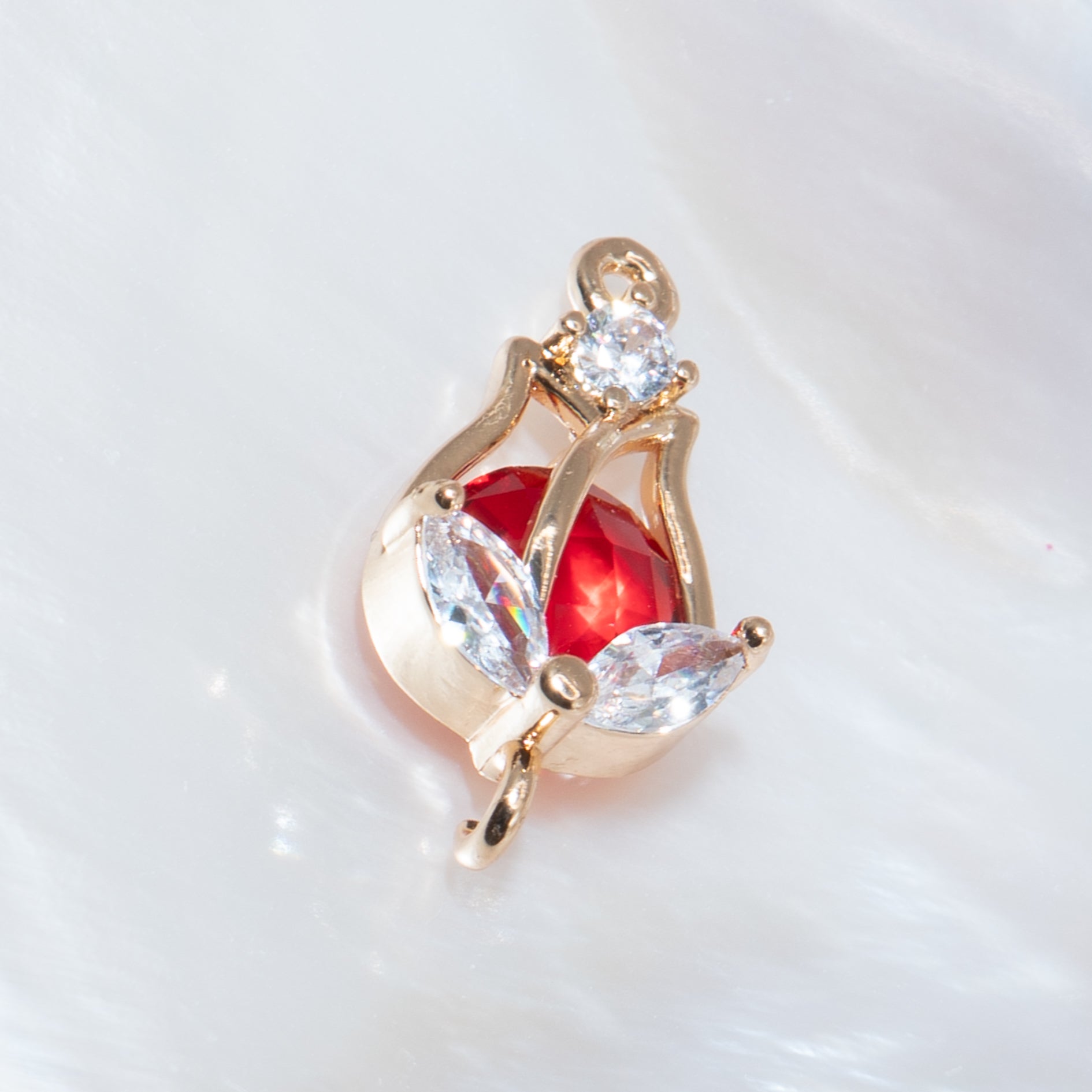 Cubic Zirconia & Glass Tulip Connector Charms