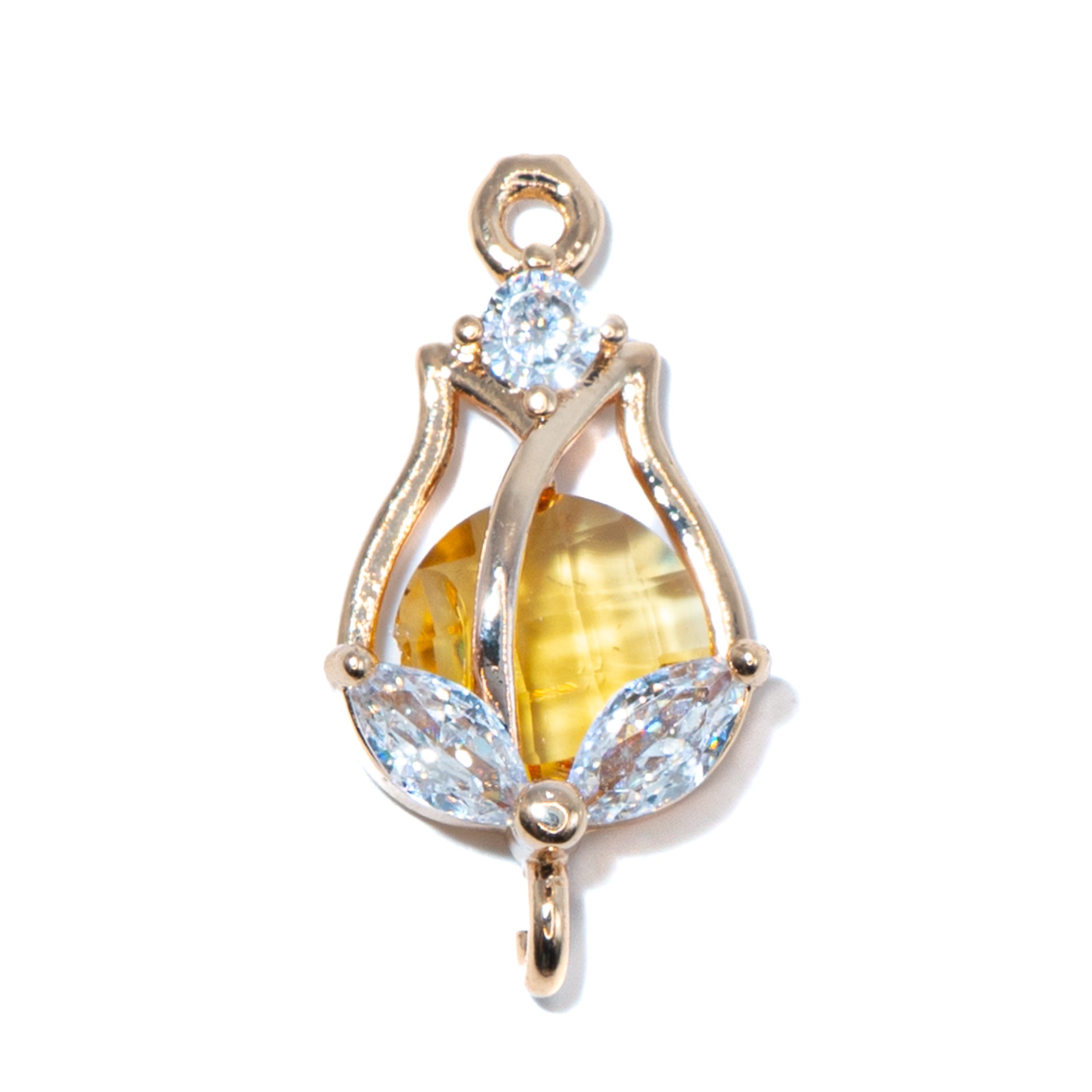 Cubic Zirconia & Glass Tulip Connector Charms