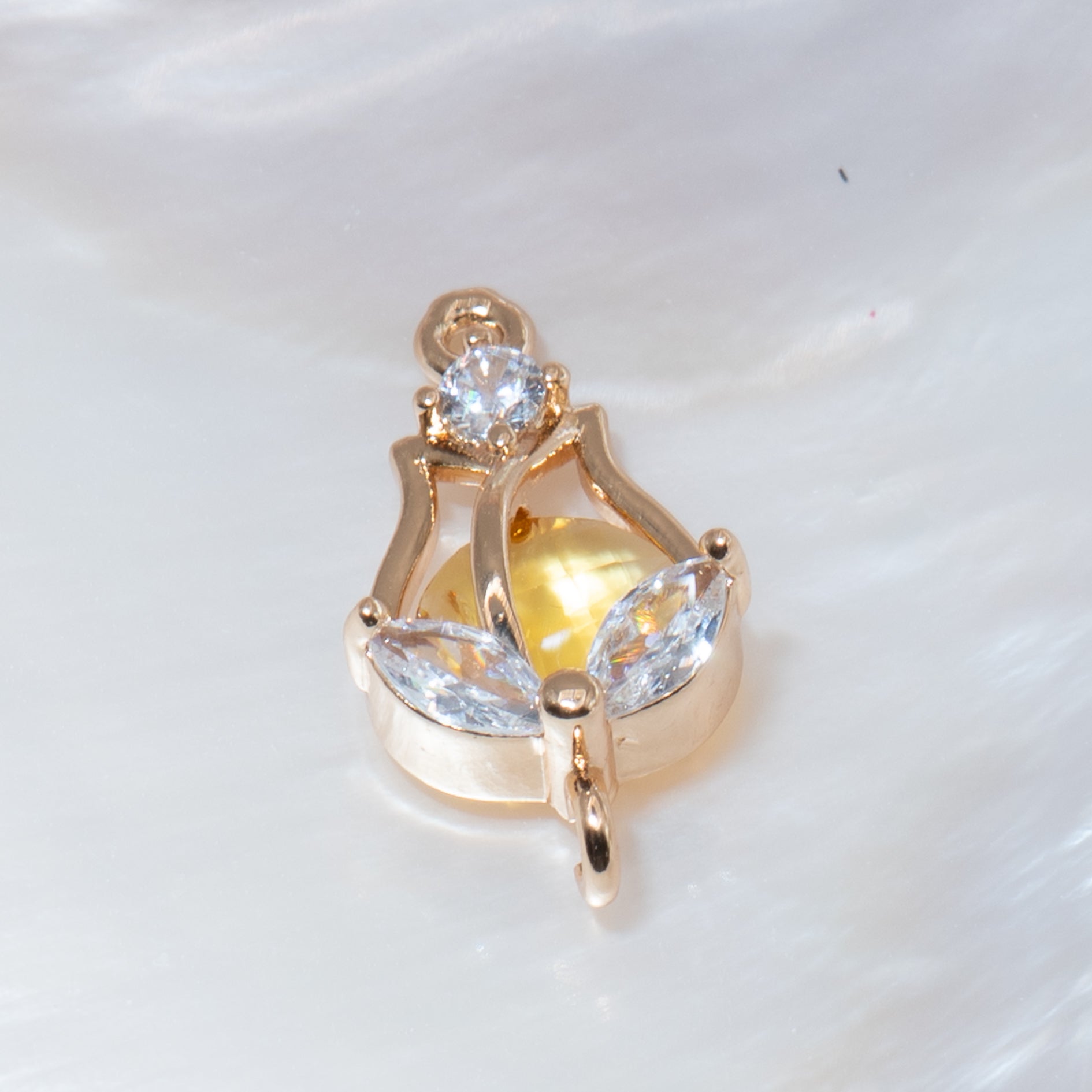 Cubic Zirconia & Glass Tulip Connector Charms