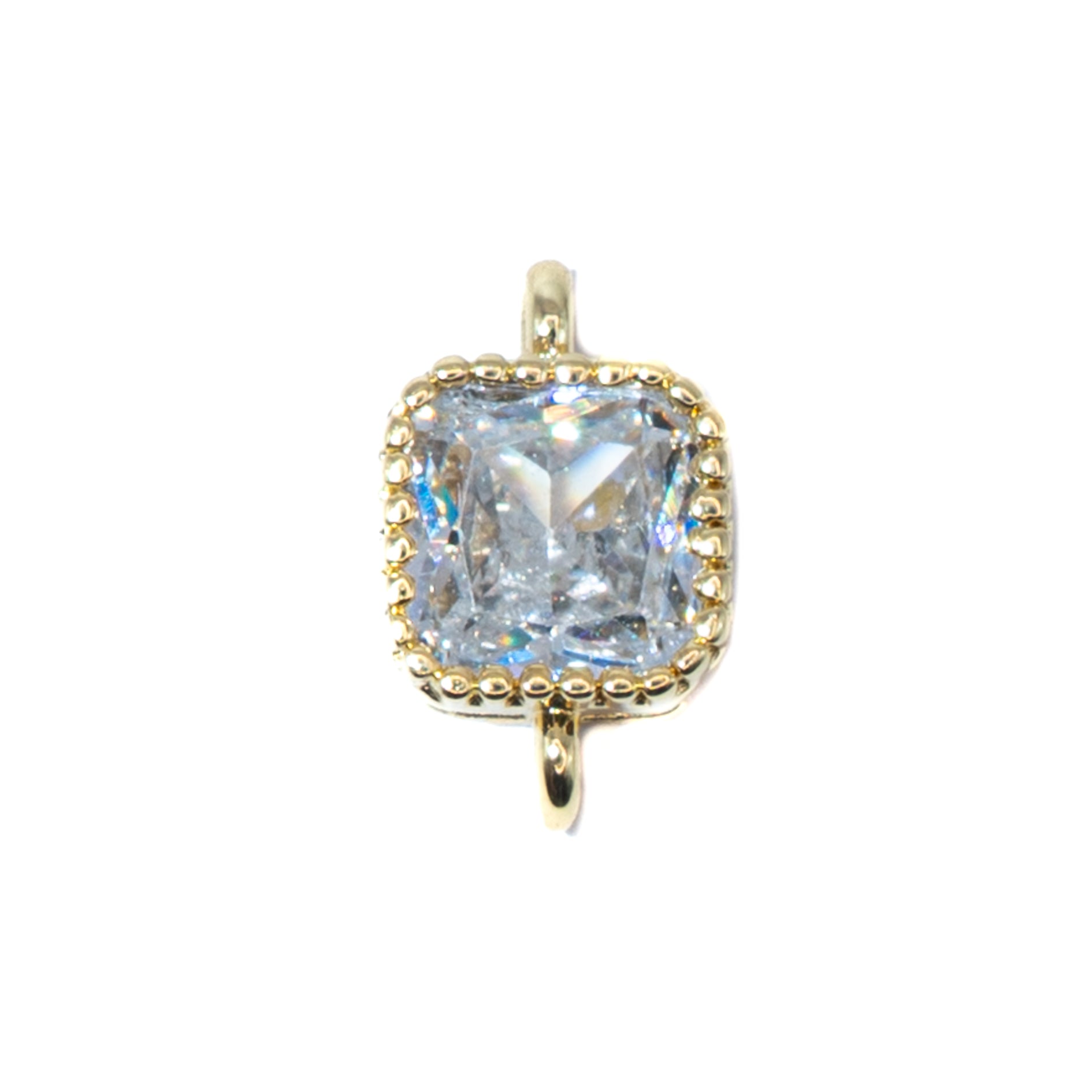 18K Gold-Plated Cubic Zirconia Mini Square Connectors