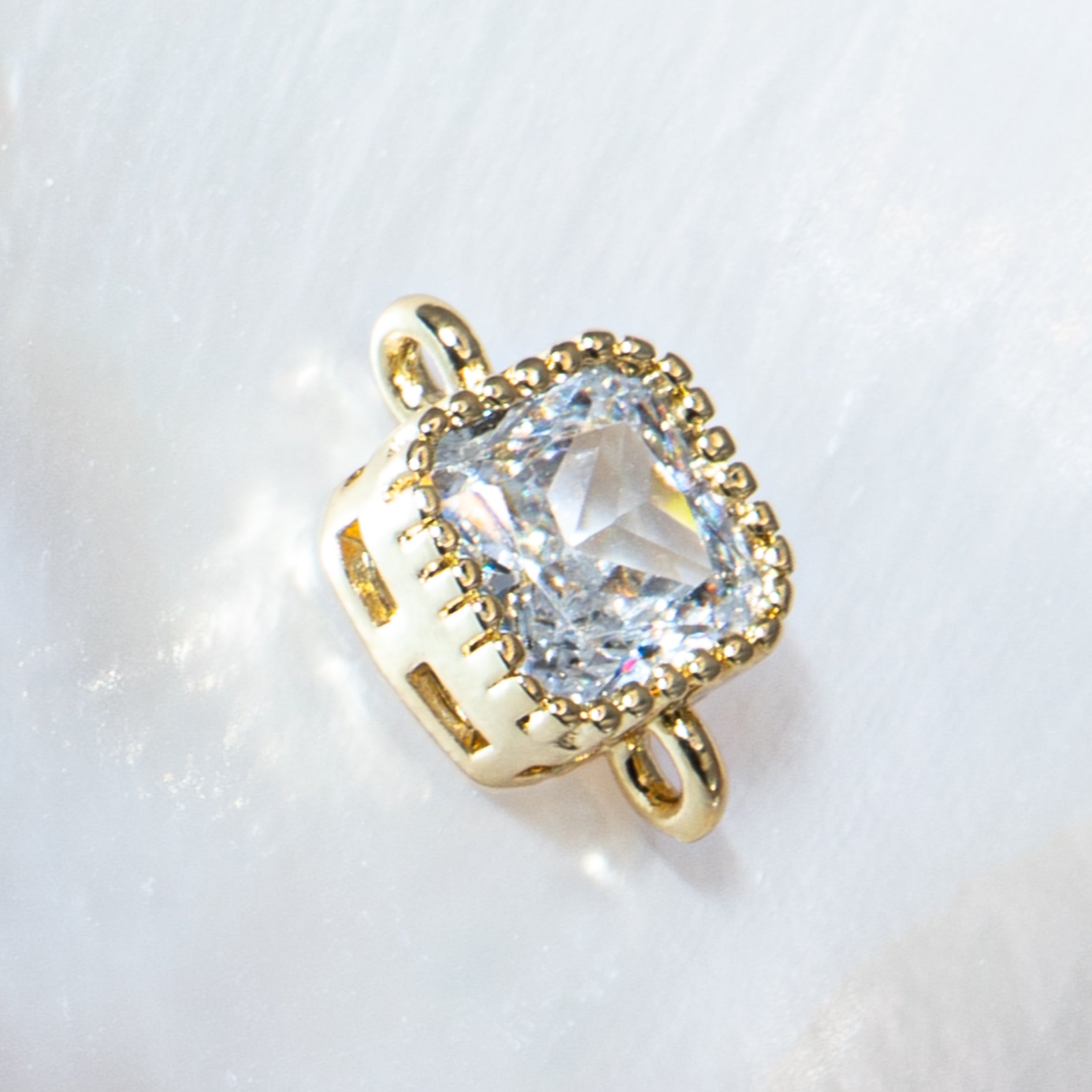 18K Gold-Plated Cubic Zirconia Mini Square Connectors