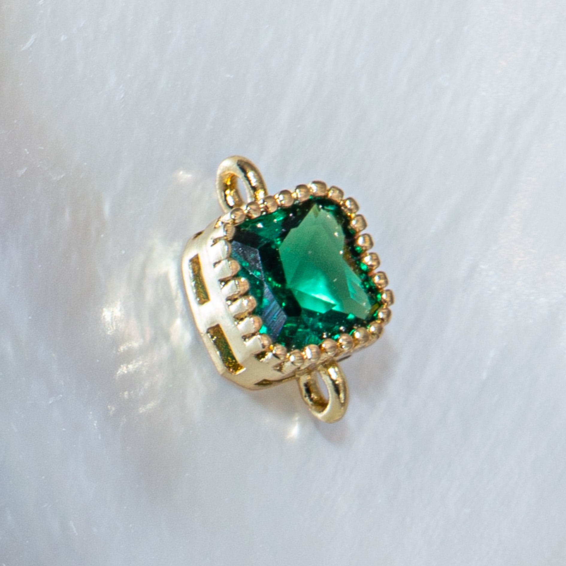 18K Gold-Plated Cubic Zirconia Mini Square Connectors