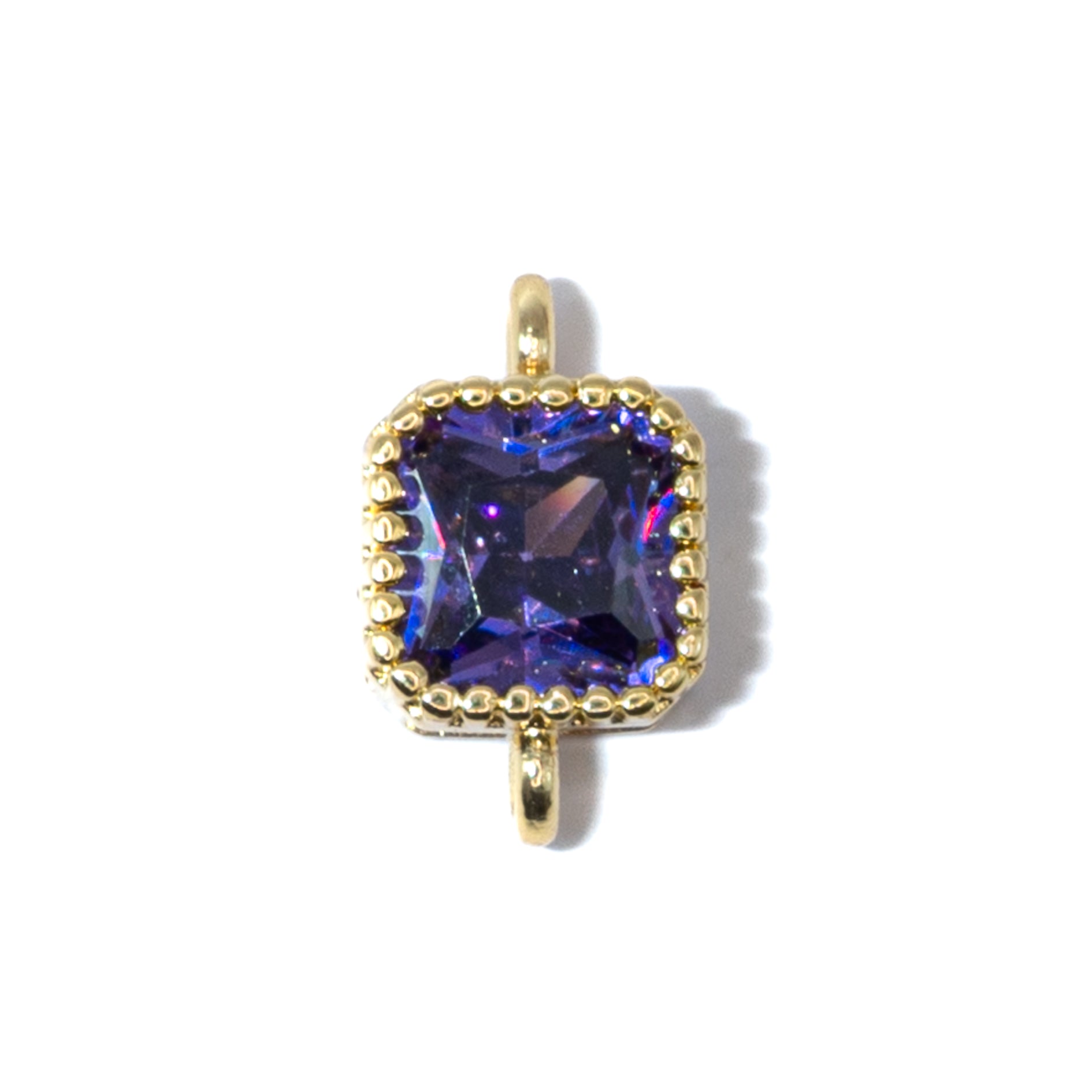 18K Gold-Plated Cubic Zirconia Mini Square Connectors