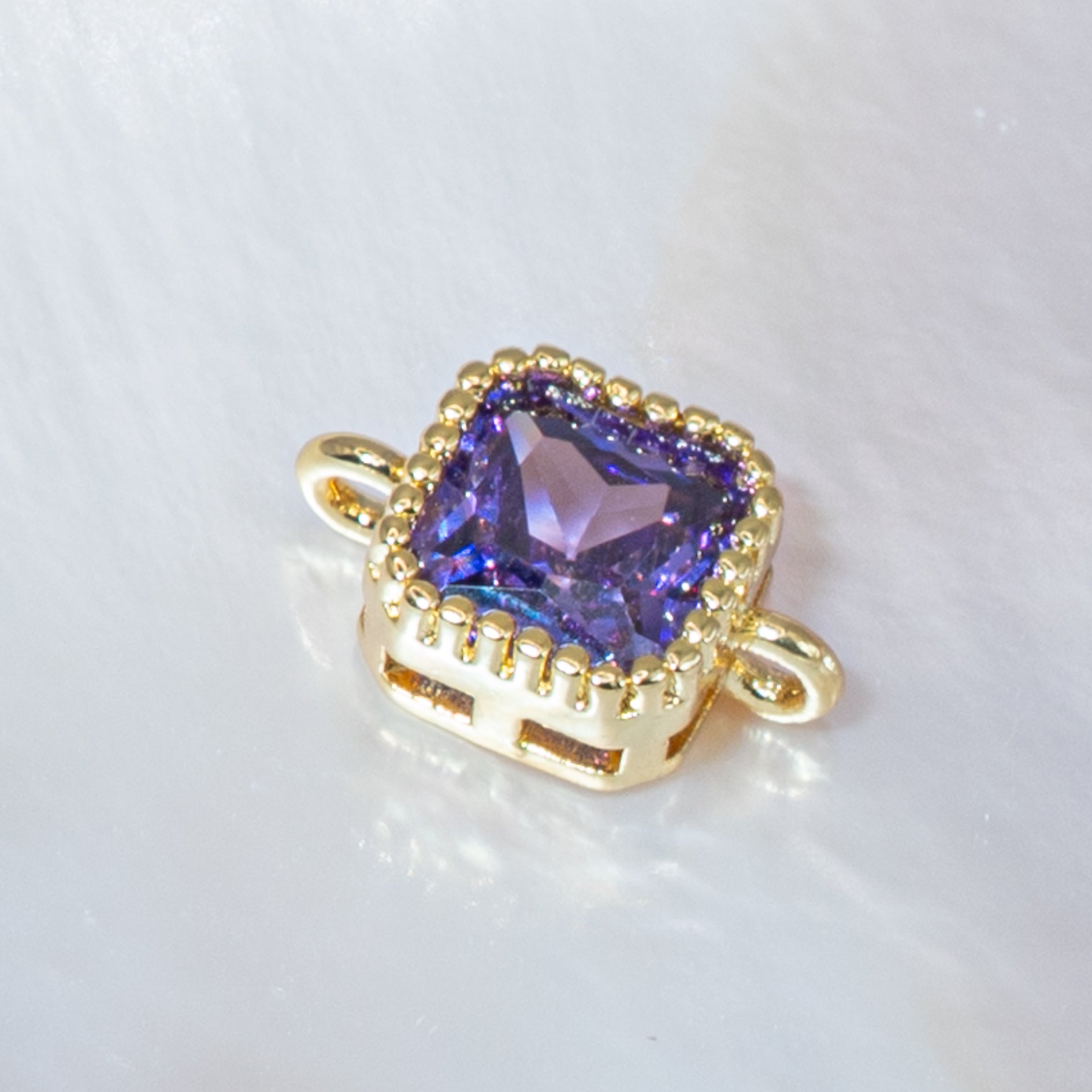 18K Gold-Plated Cubic Zirconia Mini Square Connectors