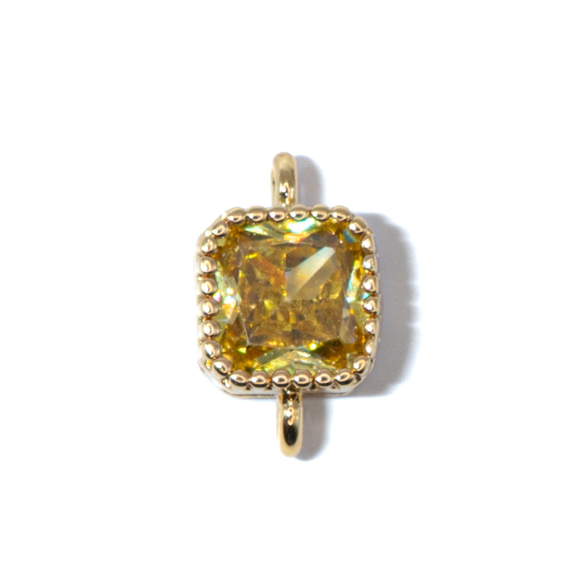18K Gold-Plated Cubic Zirconia Mini Square Connectors